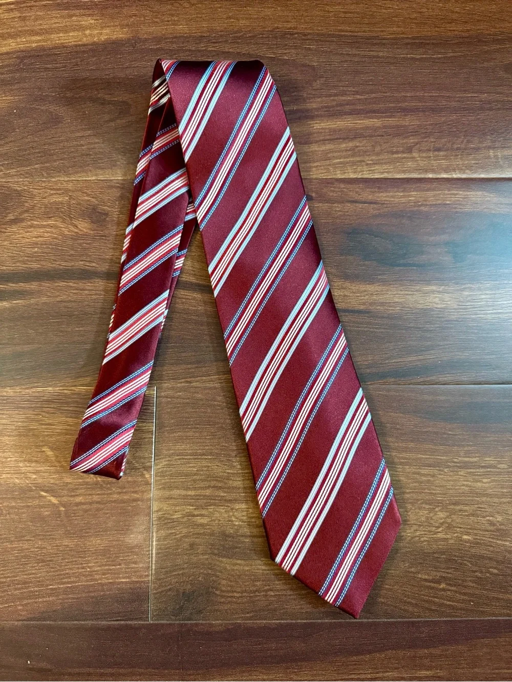 ERMENEGILDO ZEGNA Burgundy Striped Silk Repp Tie - Classic Formal Accessory